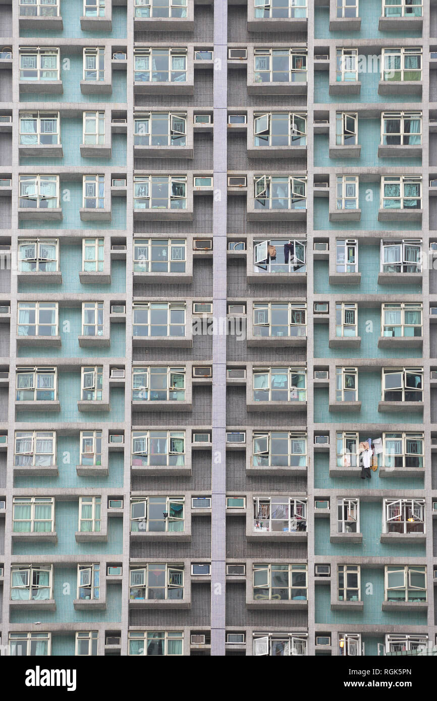 Highrise Apartment Building, Quarry Bay, Isola di Hong Kong, Hong Kong, Cina, Asia Foto Stock