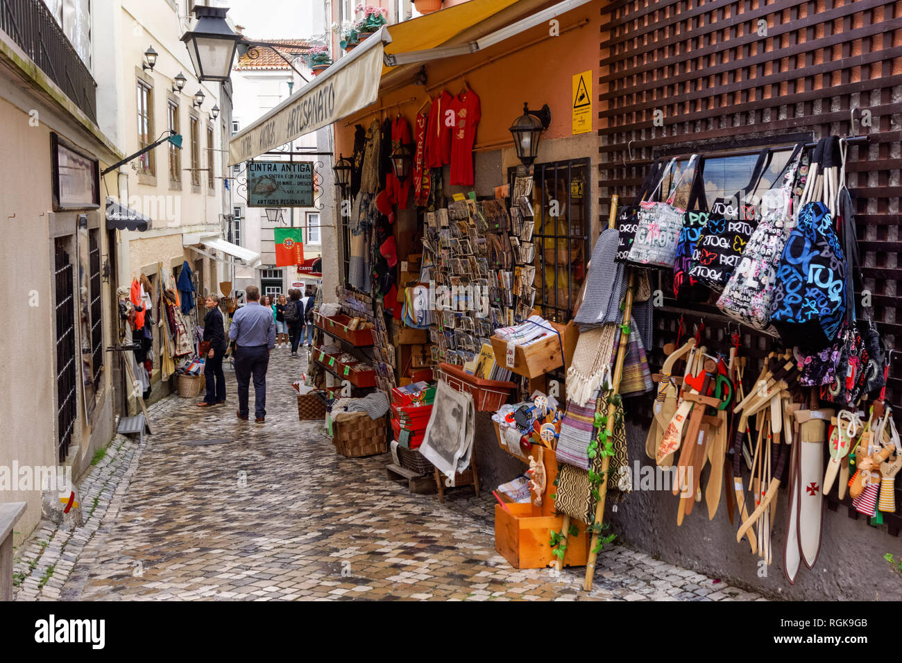 Negozi di souvenir a Sintra, Portogallo Foto Stock