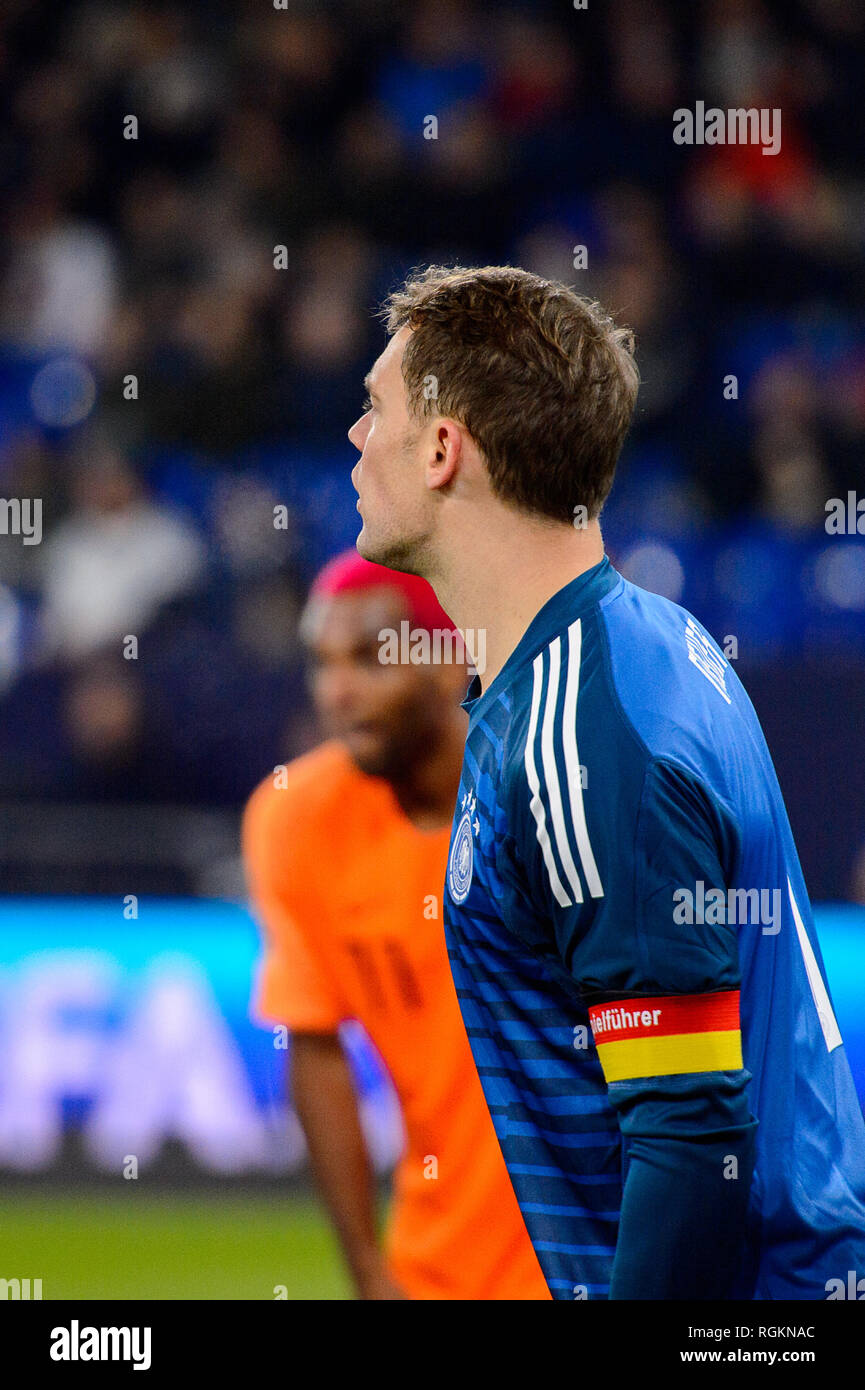 GELSENKIRCHEN - Nov 19, 2018: Manuel Neuer 1 in azione. Germania - Paesi Bassi. UEFA lega delle nazioni. Schalke 04 Stadium. Foto Stock