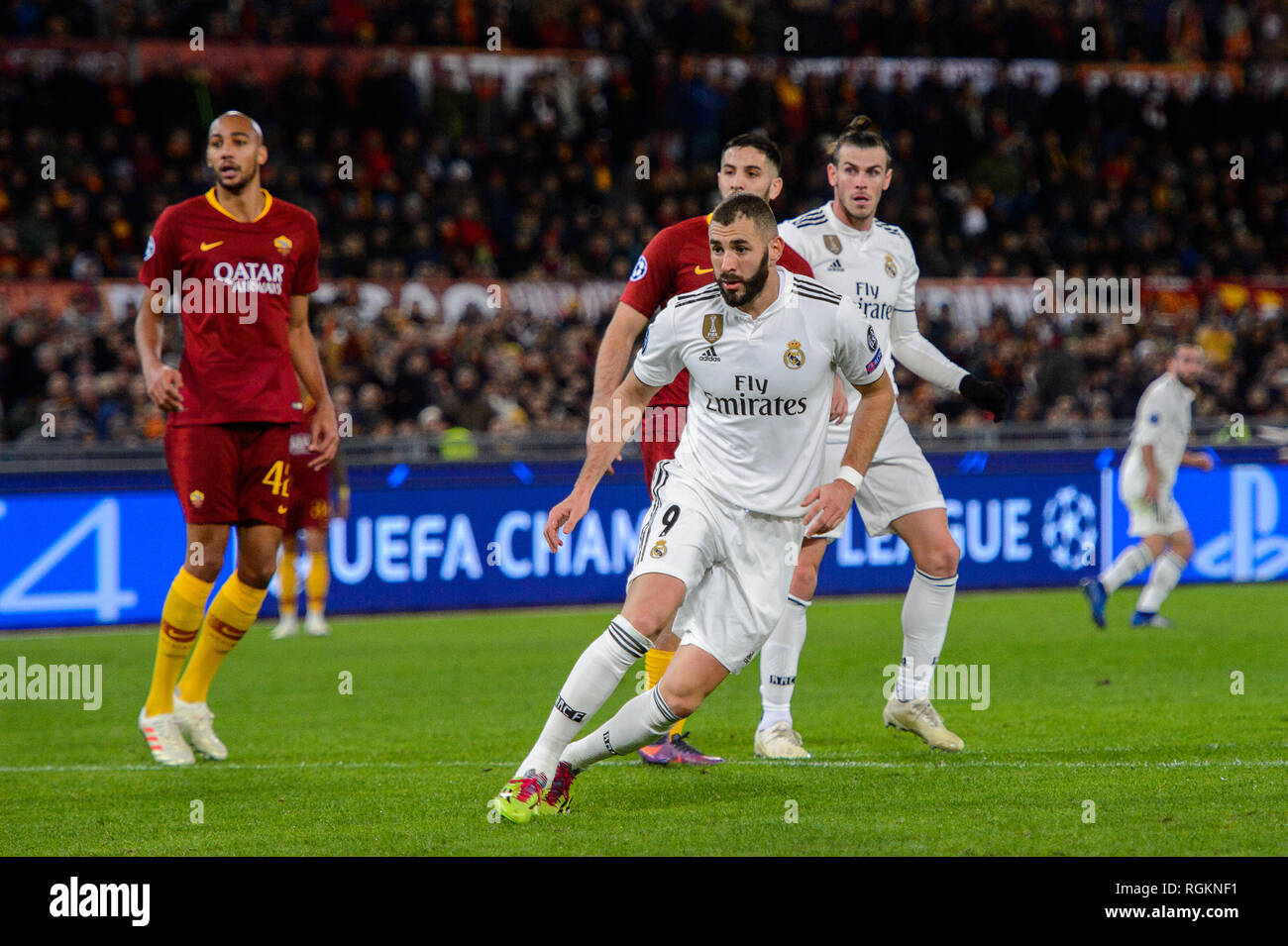 ROMA - Nov 27, 2018: Karim Benzema 9. Come Roma - Real Madrid. La UEFA Champions League. Fase di gruppo. Giornata 5. Stadio Olimpico Foto Stock