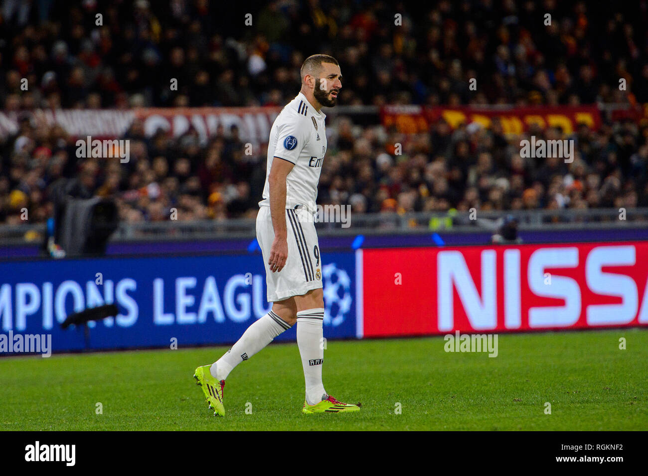 ROMA - Nov 27, 2018: Karim Benzema 9. Come Roma - Real Madrid. La UEFA Champions League. Fase di gruppo. Giornata 5. Stadio Olimpico Foto Stock
