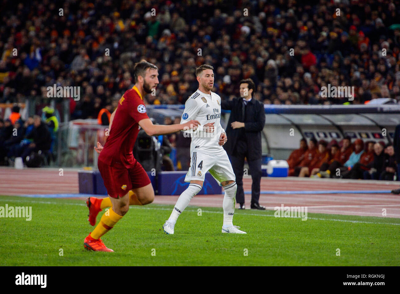 Roma - Nov 27, 2018: Sergio Ramos 4. Come Roma - Real Madrid. La UEFA Champions League. Fase di gruppo. Giornata 5. Stadio Olimpico Foto Stock