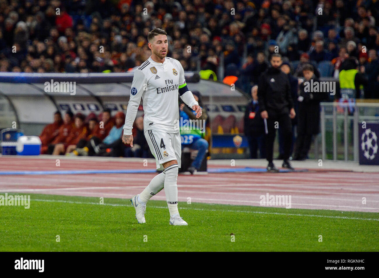 Roma - Nov 27, 2018: Sergio Ramos 4. Come Roma - Real Madrid. La UEFA Champions League. Fase di gruppo. Giornata 5. Stadio Olimpico Foto Stock