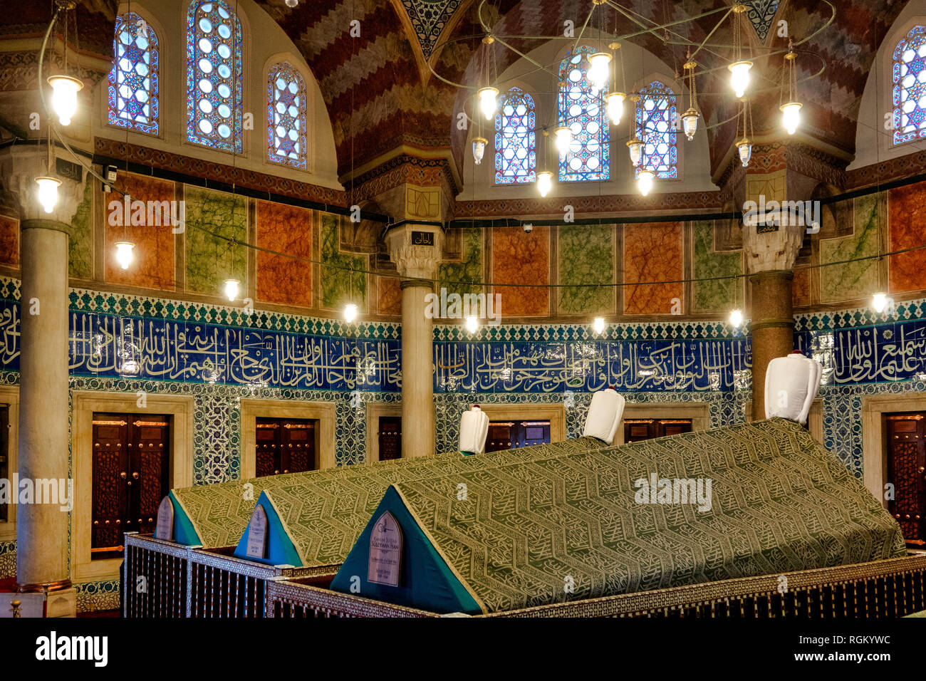 Il türbe (mausoleo di Solimano il Magnifico nella Moschea Süleymaniye a Fatih, Istanbul. Foto Stock