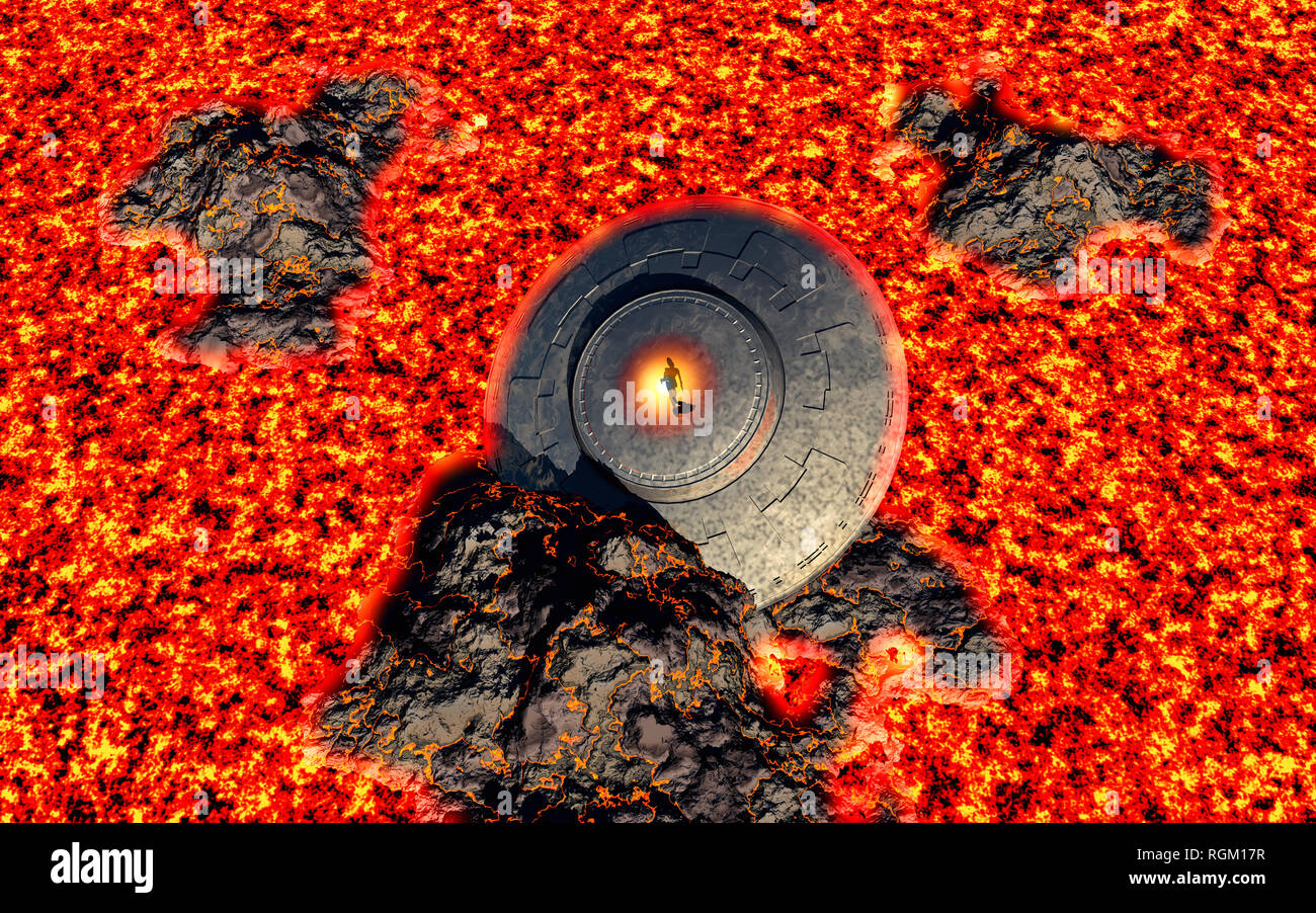 Un UFO crash site. Foto Stock