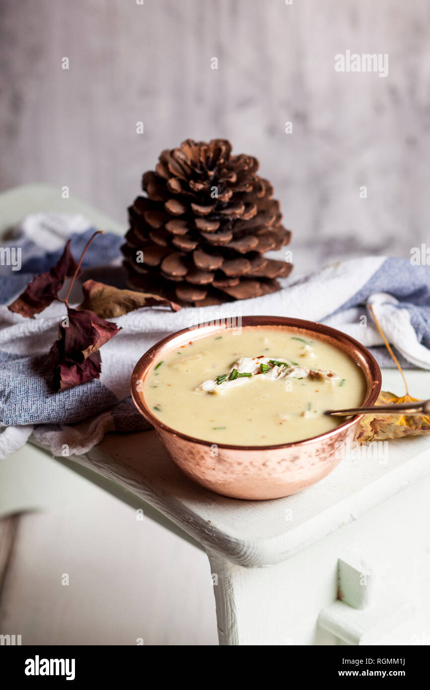 Crema di zuppa di pollo Foto Stock