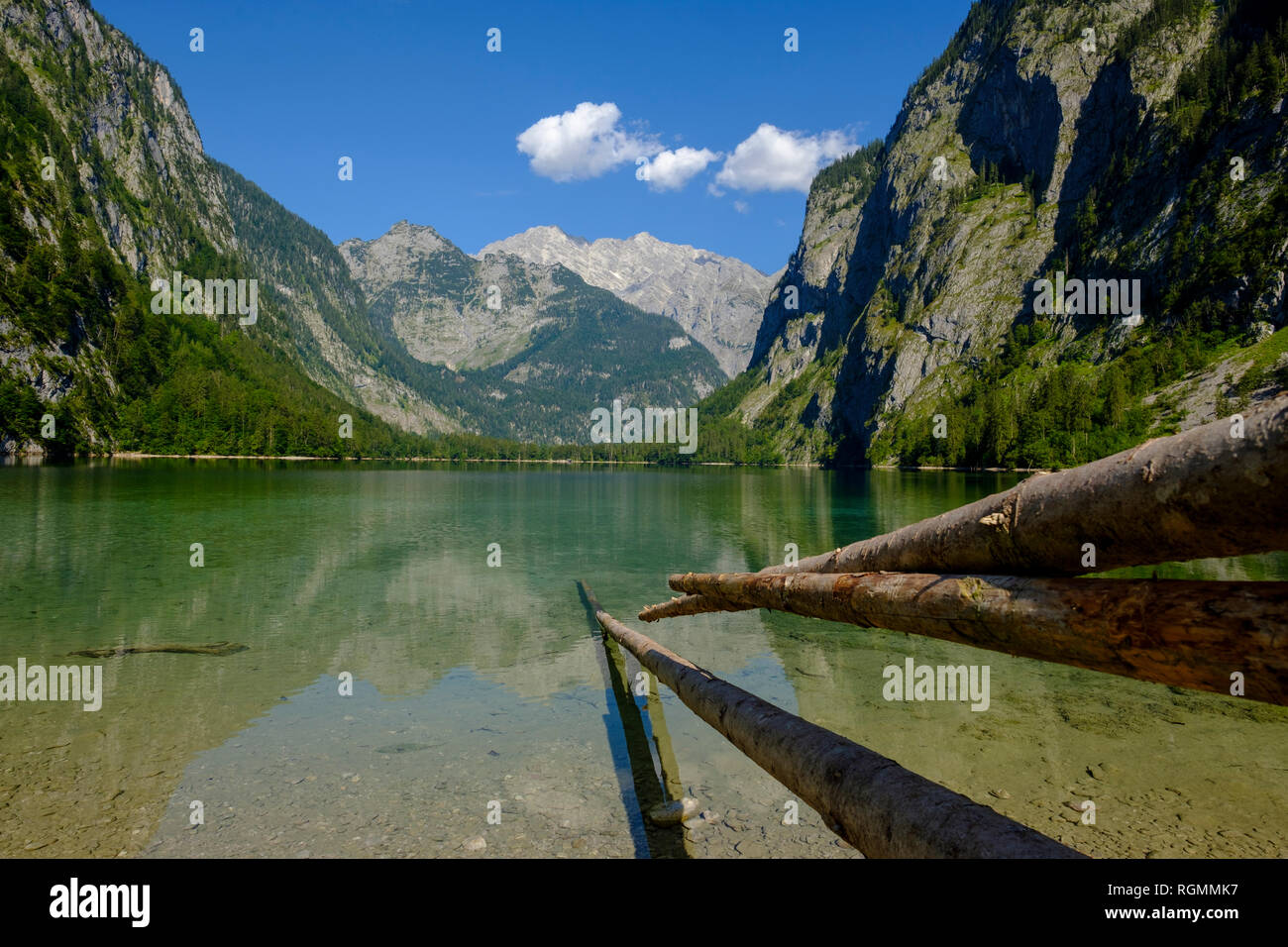 In Germania, in Baviera, Baviera, sulle Alpi di Berchtesgaden, Parco Nazionale di Berchtesgaden, Salet, Fischunkelalm al lago Obersee Foto Stock