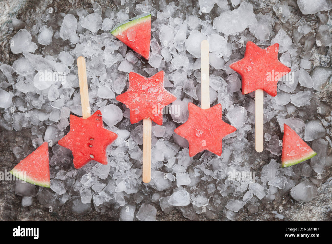In casa congelati anguria star ghiaccioli Foto Stock