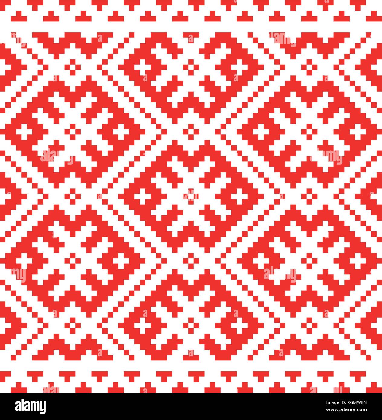 Etnica slava russo ornamento ricamato a punto croce.Schema di piazze  Immagine e Vettoriale - Alamy