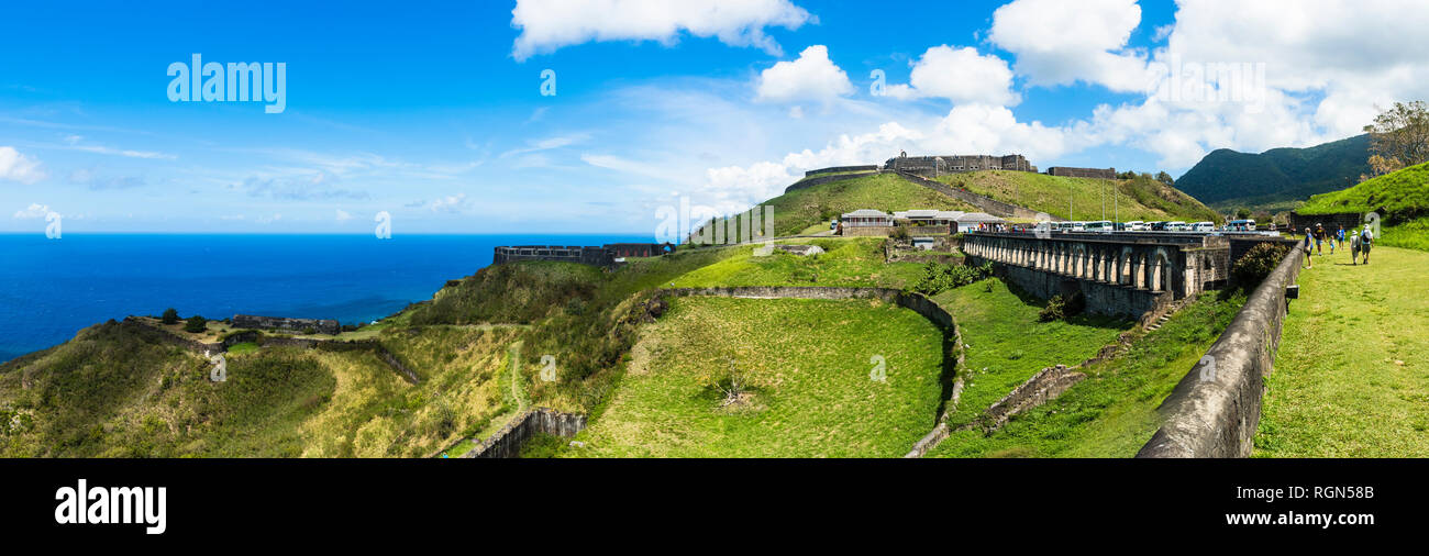 Caraibi, Piccole Antille, Saint Kitts e Nevis, Basseterre, Brimstone Hill Fortress Foto Stock