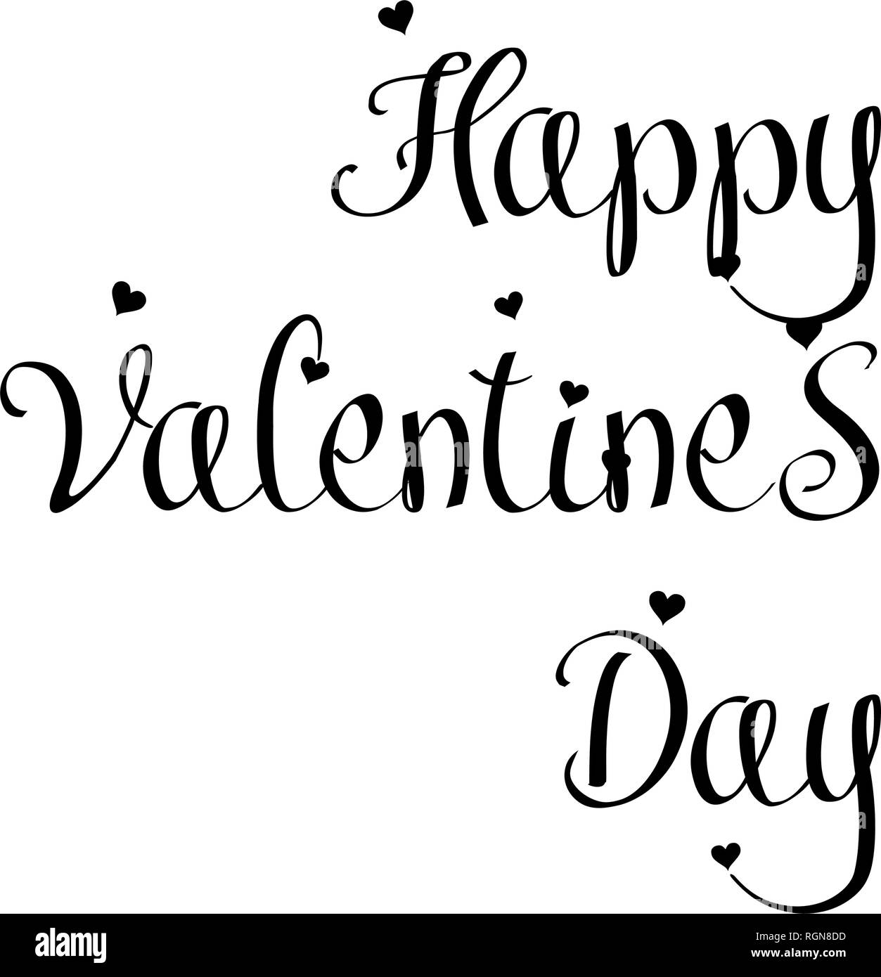 Il giorno di San Valentino scritte. Scritto a mano greeting card modello per il giorno di San Valentino. Biglietto di auguri con amore il cuore. La calligrafia moderna, scritte a mano Illustrazione Vettoriale