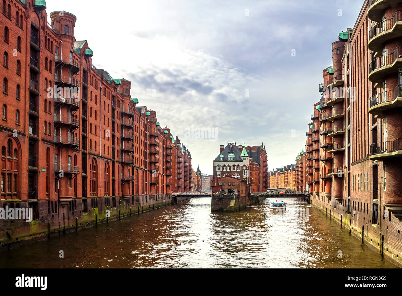 Germania, Amburgo, il vecchio quartiere di magazzino Foto Stock