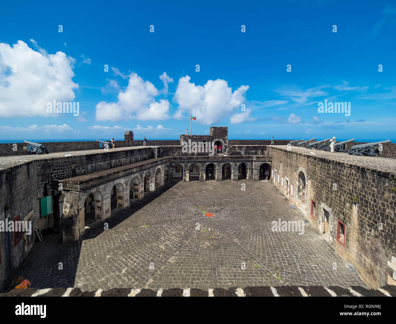 Caraibi, Piccole Antille, Saint Kitts e Nevis, Basseterre, Brimstone Hill Fortress Foto Stock