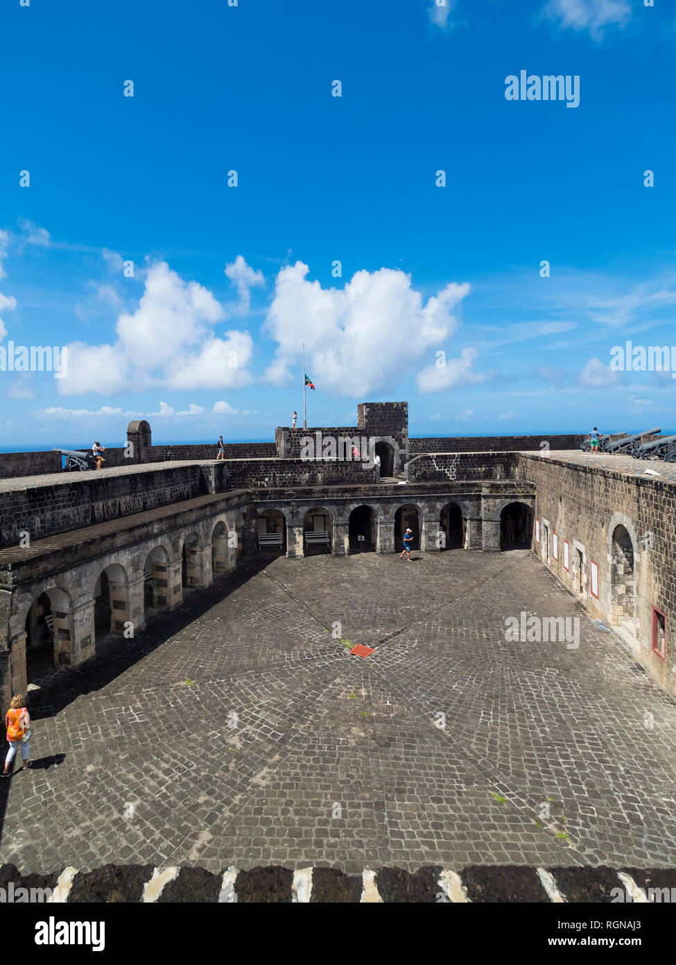 Caraibi, Piccole Antille, Saint Kitts e Nevis, Basseterre, Brimstone Hill Fortress Foto Stock