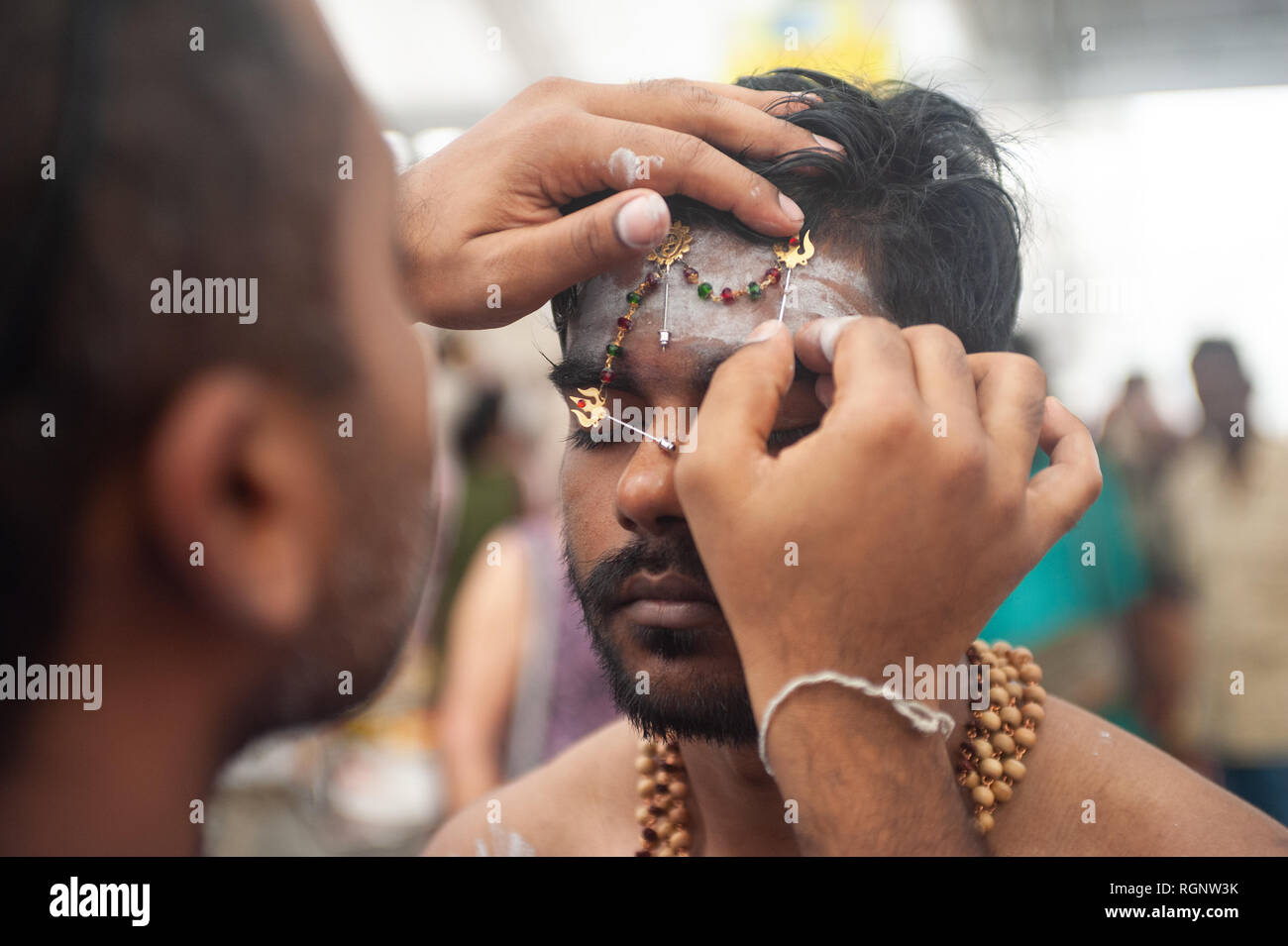 21.01.2019, Singapore, Repubblica di Singapore, in Asia - Durante il festival di Thaipusam al Sri Srinivasa Perumal tempio in Little India. Foto Stock