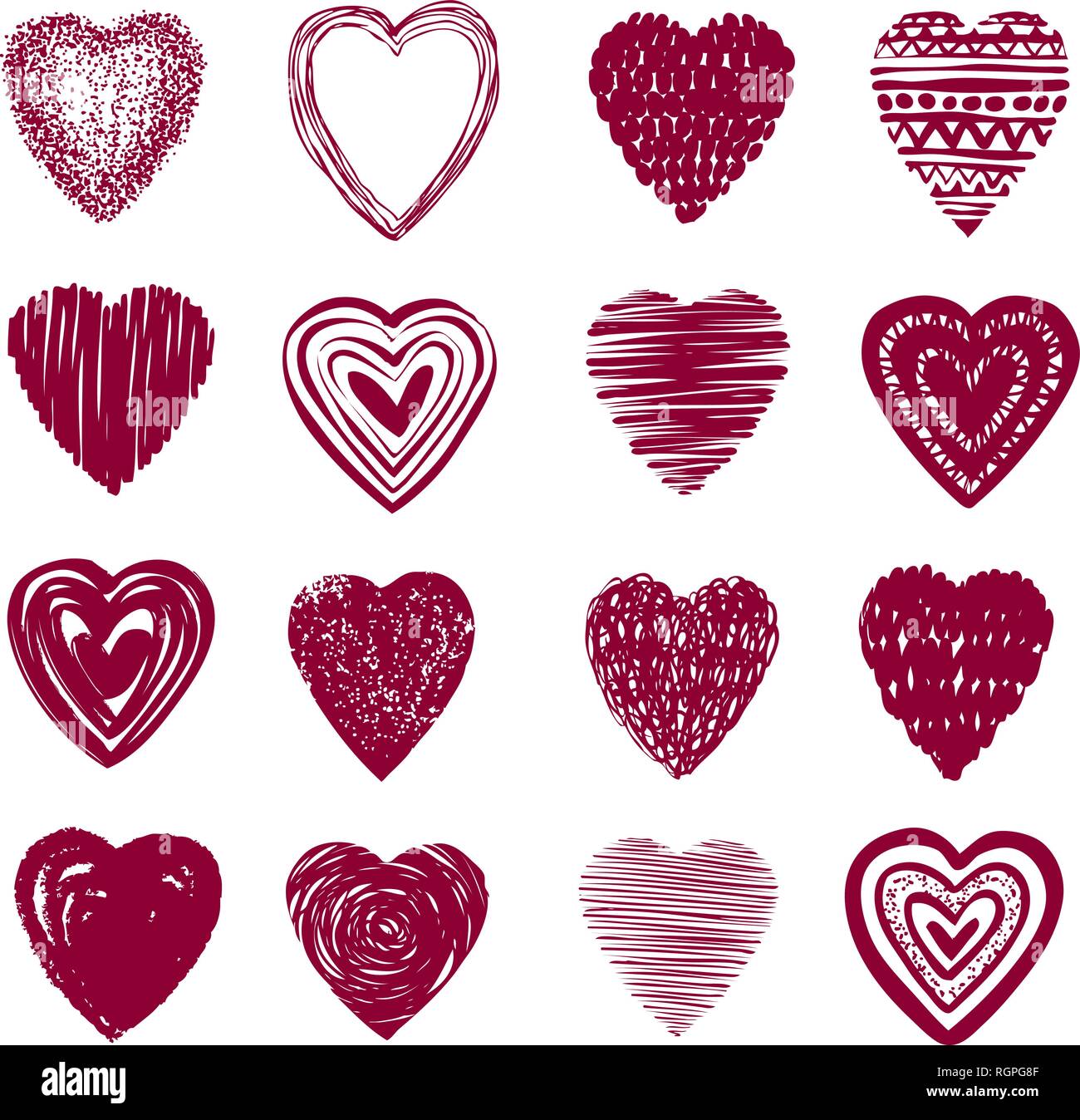 Cuore rosso set di icone. Amore, Valentino, romanticismo simbolo o etichetta. Illustrazione Vettoriale Illustrazione Vettoriale