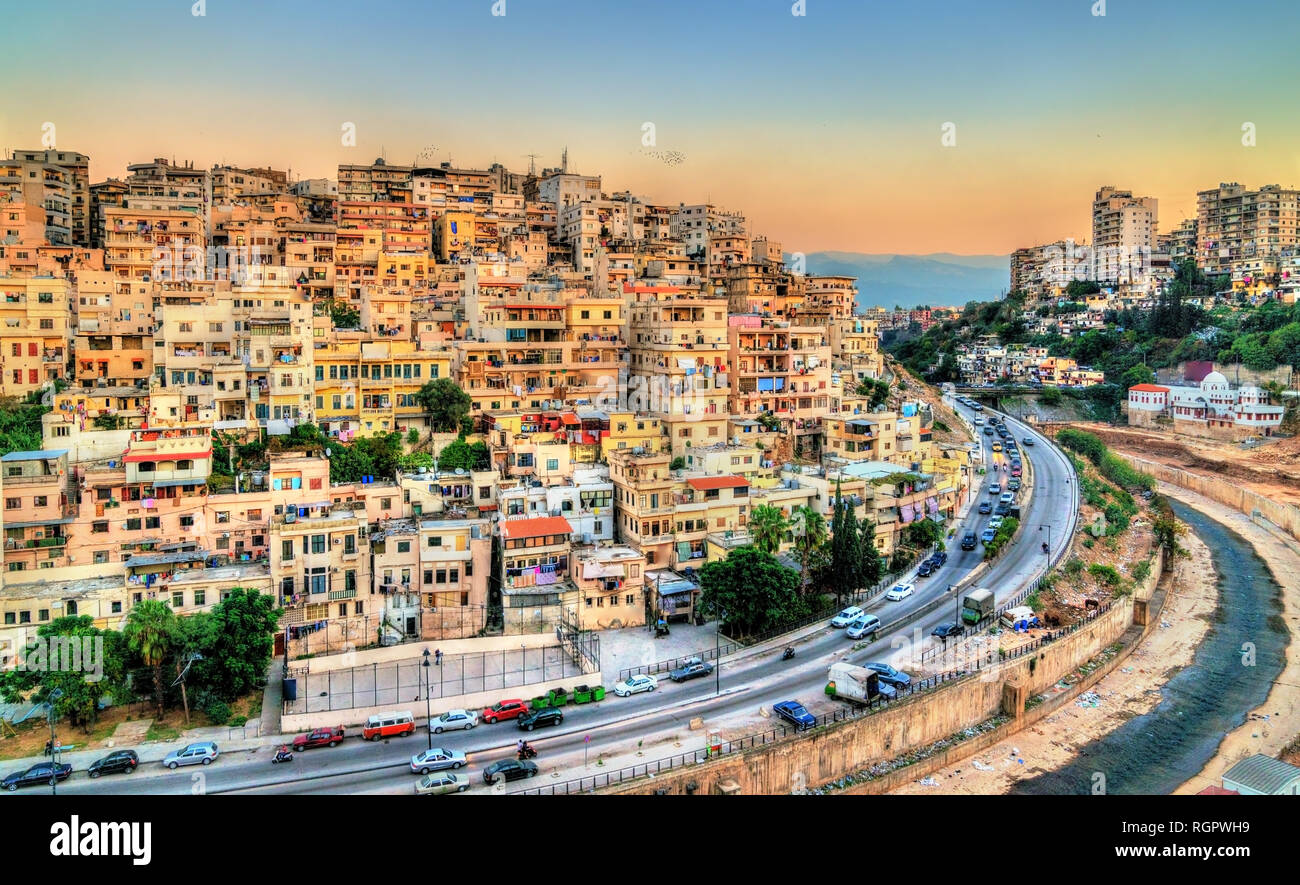 Vista di Tripoli, la seconda città più grande in Libano Foto Stock