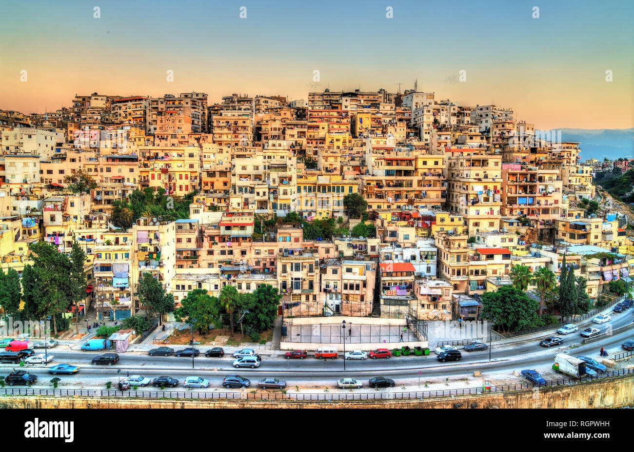 Vista di Tripoli, la seconda città più grande in Libano Foto Stock