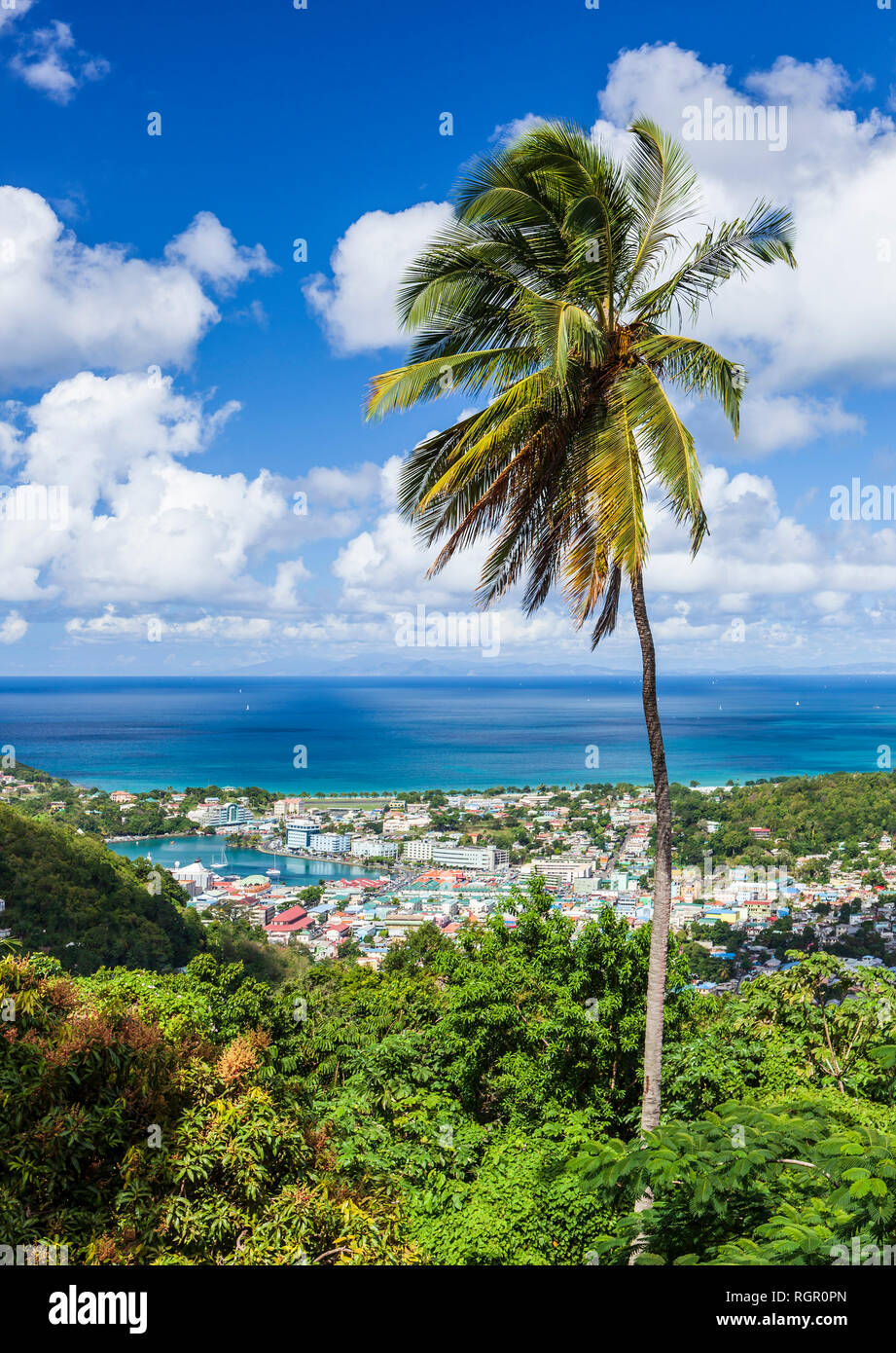 Castries Saint Lucia, Caraibi, visto dal Howelton station wagon. Foto Stock