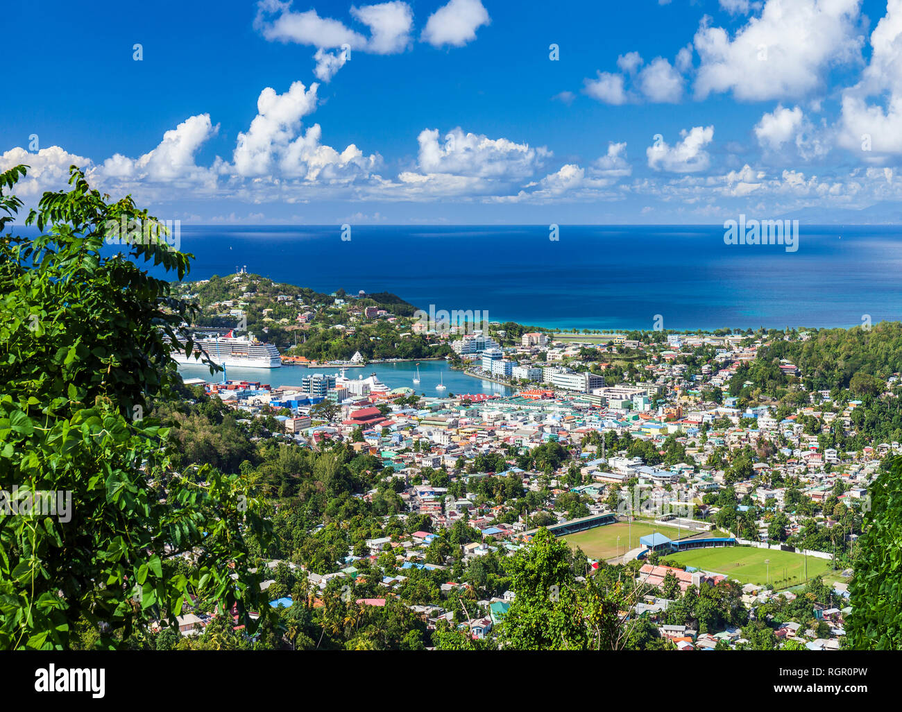 Castries Saint Lucia, Caraibi, visto dal Howelton station wagon. Foto Stock