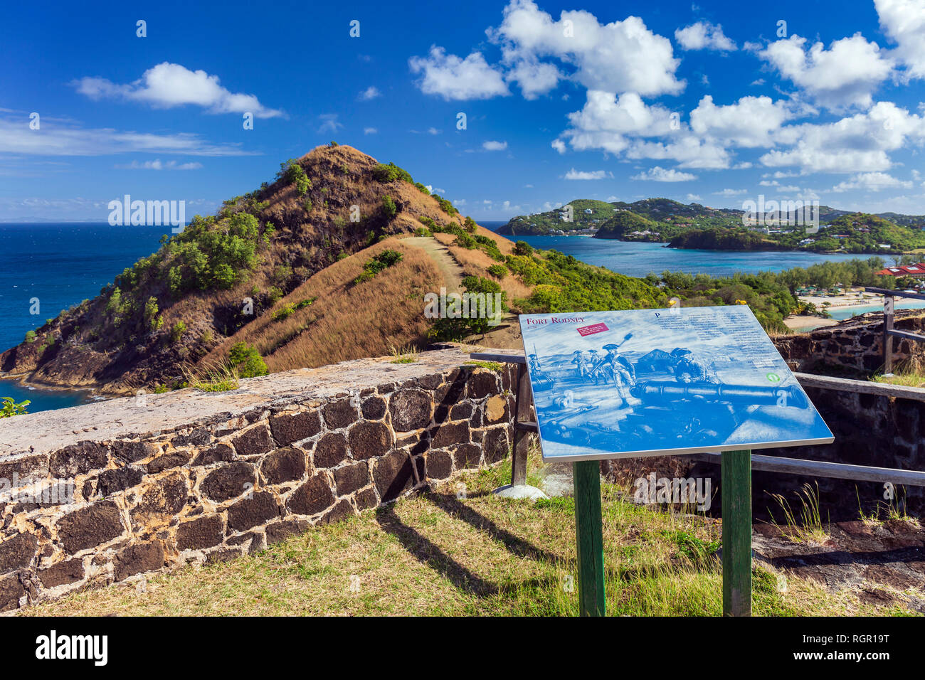 Fort Rodney, Pigeon Island, Gros Islet, Saint Lucia, dei Caraibi. Foto Stock