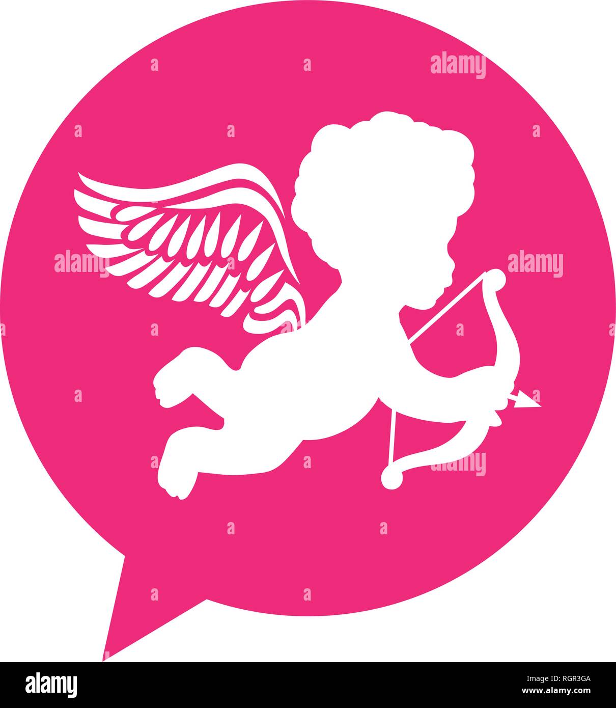 Rosa Bolla che parla con cupido interno, amore correlati icona chat Illustrazione Vettoriale