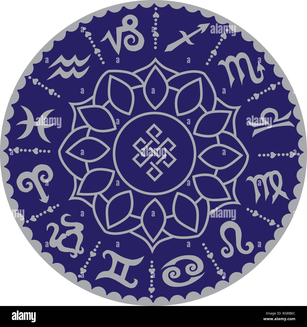 Oroscopo segni, mandala Illustrazione Vettoriale