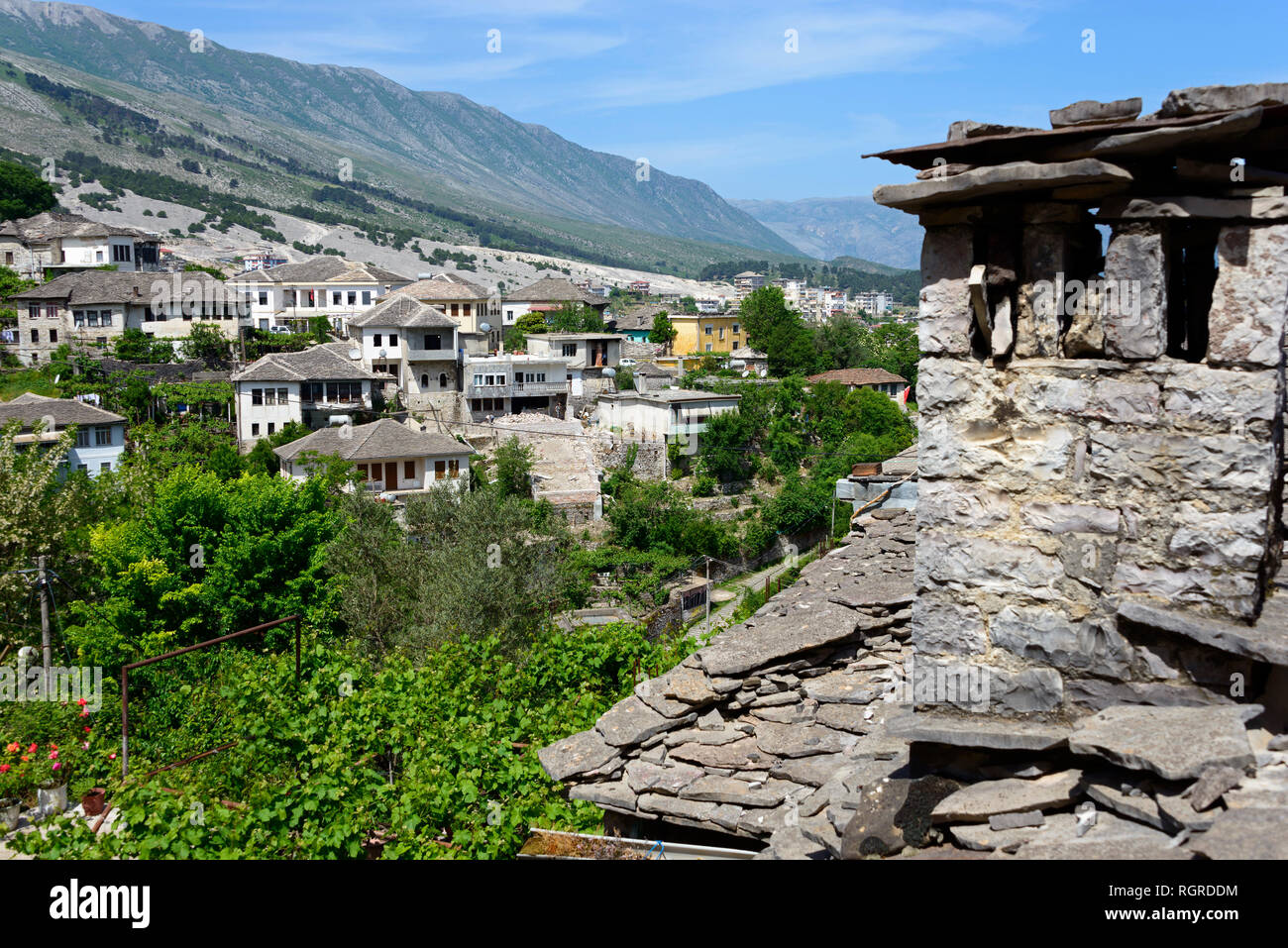 Tipico edificio di pietra, Argirocastro, Albania, Gjirokastër Foto Stock