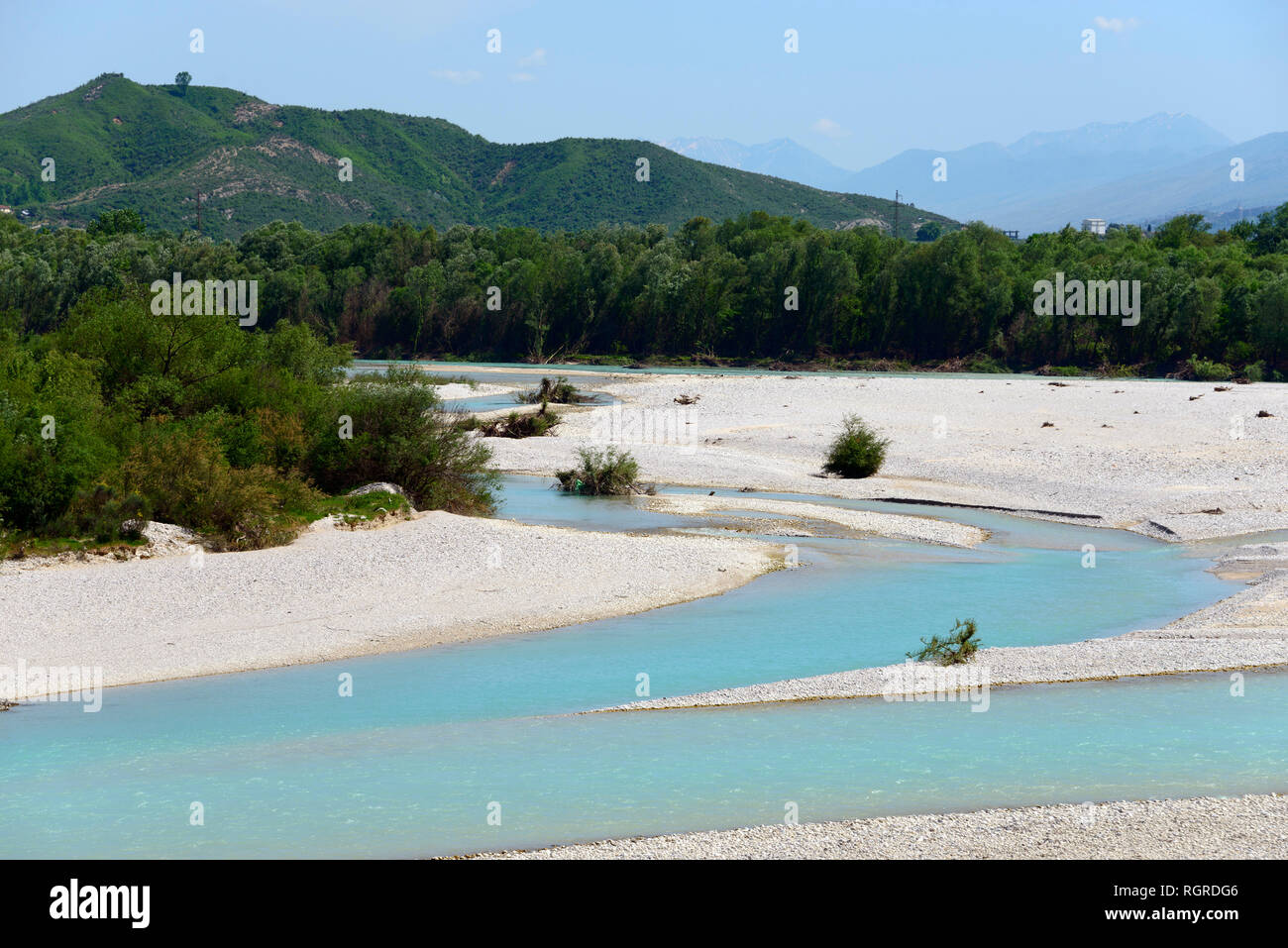 Fiume Drino vicino Humelice, Sh4, Albania Foto Stock