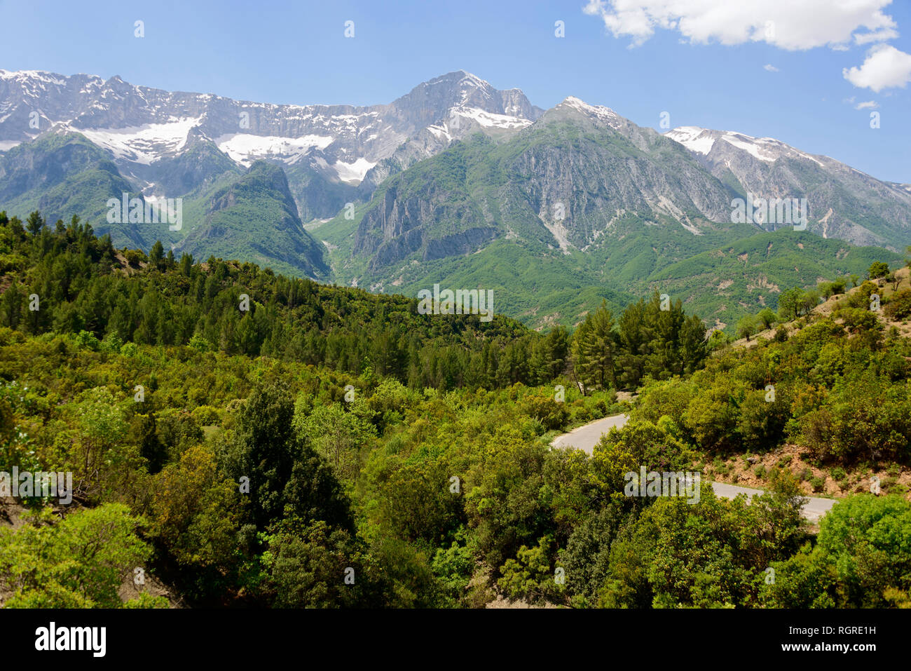 SH75, montagne Nemeckes, Albania Foto Stock