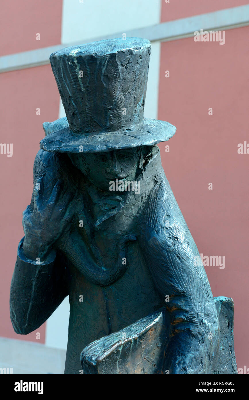 E.T.A. Hoffmann statua, Bamberg, Oberfranken, Bayern, Deutschland, Europa Foto Stock