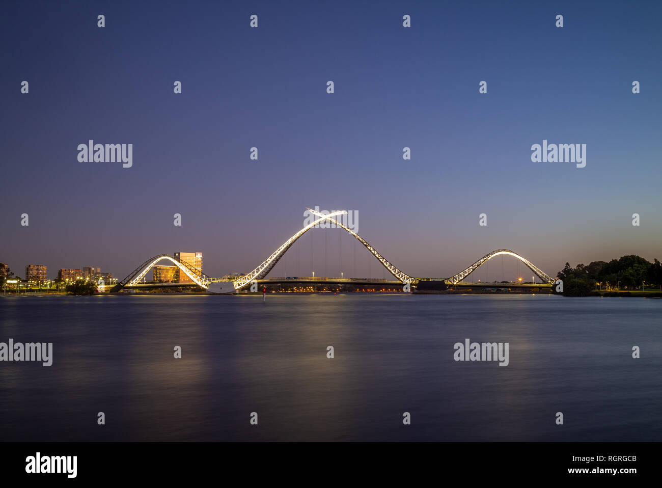 Ponte matagarup a Perth in Australia al crepuscolo Foto Stock