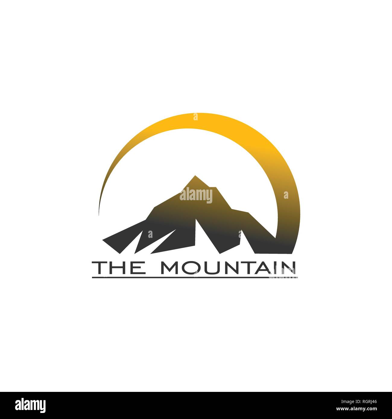 Montagna logo grafici vettoriali, isolati su sfondo bianco. Illustrazione Vettoriale