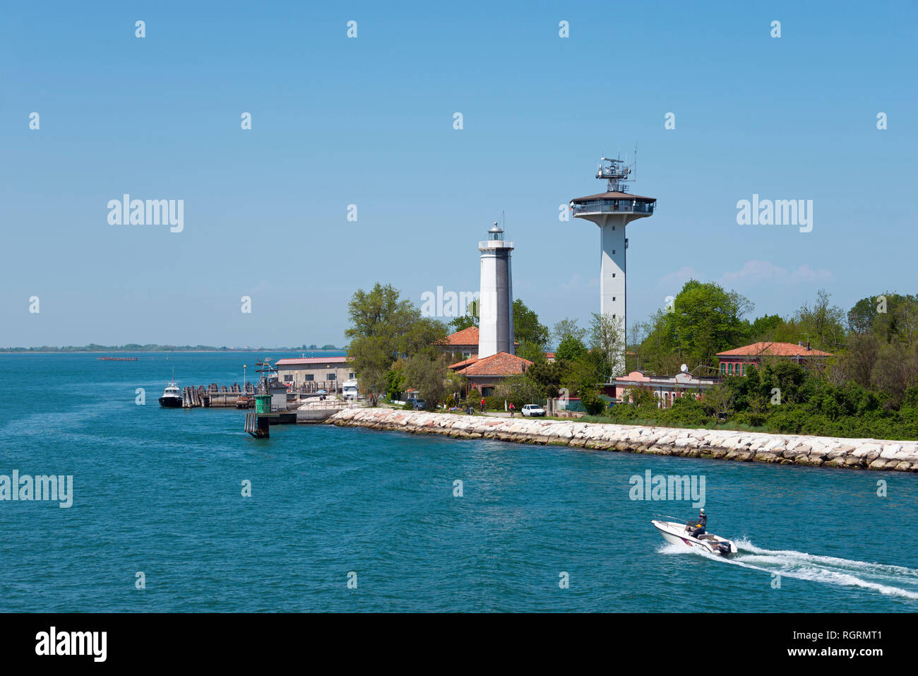 Faro di Faro Rocchetta, Lido di Venezia, Venezia, Italia Foto Stock