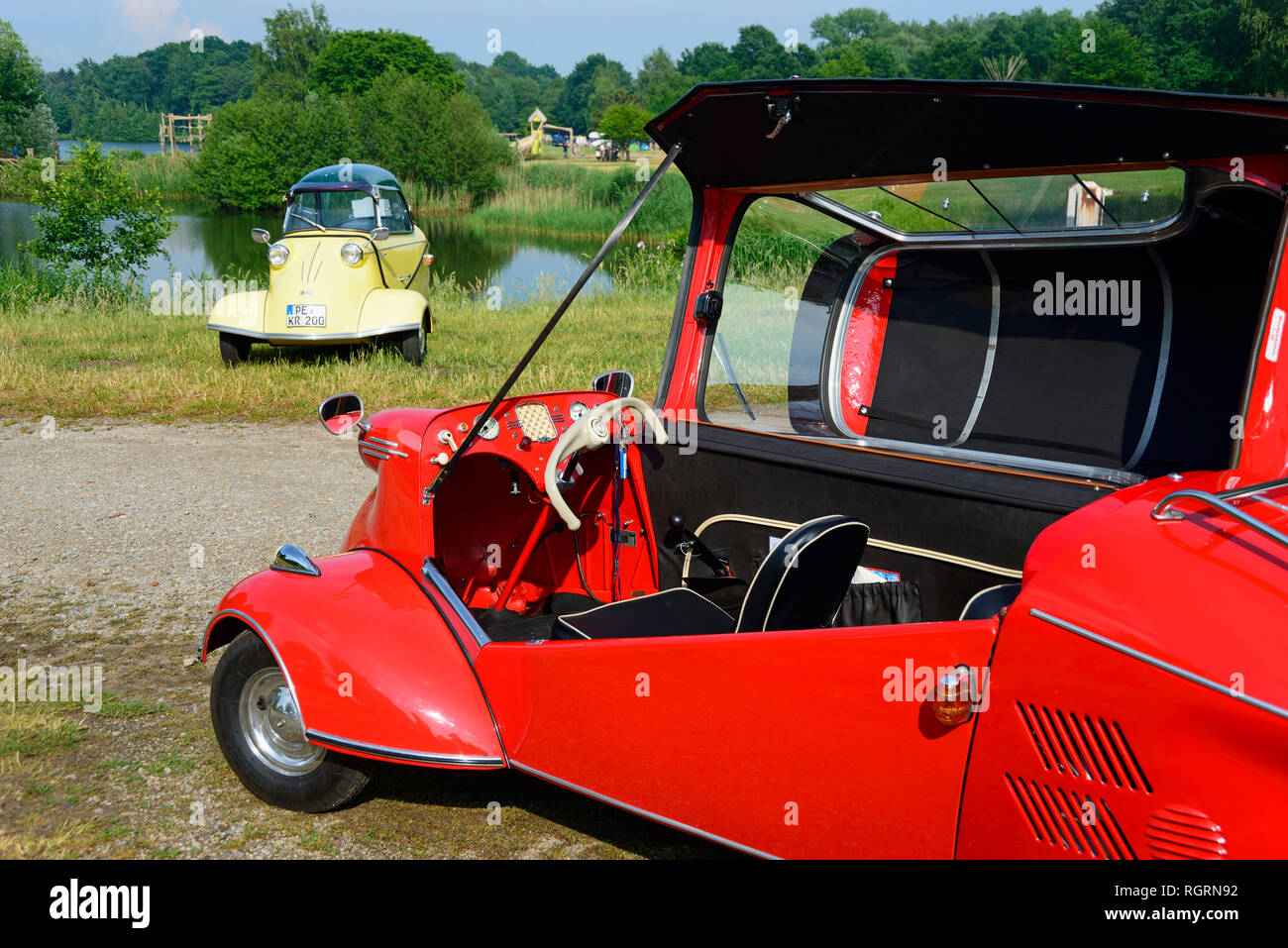 Messerschmitt cabin scooter, Irenensee, Uetze, Bassa Sassonia, Germania Foto Stock