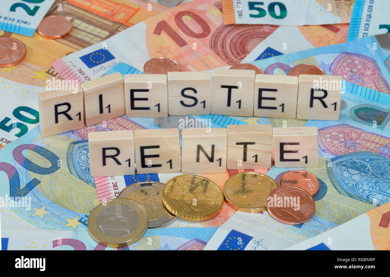 Symbolfoto Wirtschaftsbegriff Riesterrente Foto Stock