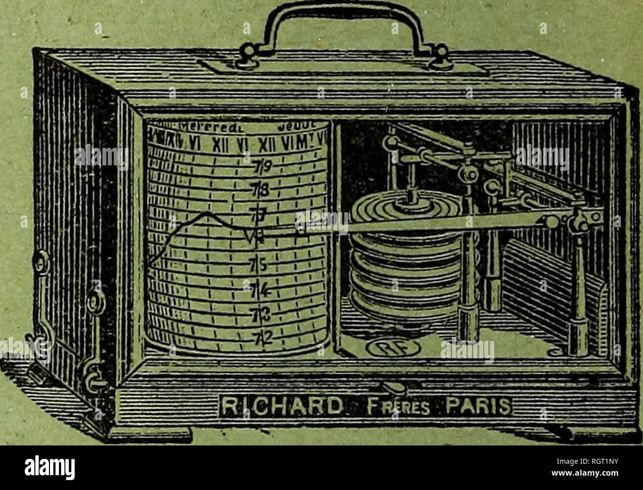 . Bollettino de l'Institut océanographique. Oceano. Barometri THERMOMÈTRES HYGROxMÈTRES ANÉMOMÈTRES PLUVIOMÈTRES ÉVAPOROMÈTRES PSYCH ROxMÈTRES AGTIN0MÈ7 RES naromètre enregistreur NÈPHOMÈTRES HÉLIOGRAPHES CRONOGRAFO SISA/IOGRAPH ES HYDROMÈTRES MANOMÈTRES CINÉxVLOMÈTRES DYNAMOMÈTRES PYROMÈTRES DENSIMÈTRES GALCIMÈTRES Thermonnètre OXYGENATEUR enregistreur de Précision du Dr B AYE UX • Breveté s.g.d.g. --- AMPEREMETERS VOLTMÈTRES WATTMÈTRES OHMMÈTRES MILLIAMPÈRExMÈTRES MIGROAxMPÈREMÈTRES ETC. ETC. Manomètre enregistreur APPAREILS pour la STÉRÉOSGOPIE sur le placche 45X107 et sur pellicules se char Foto Stock