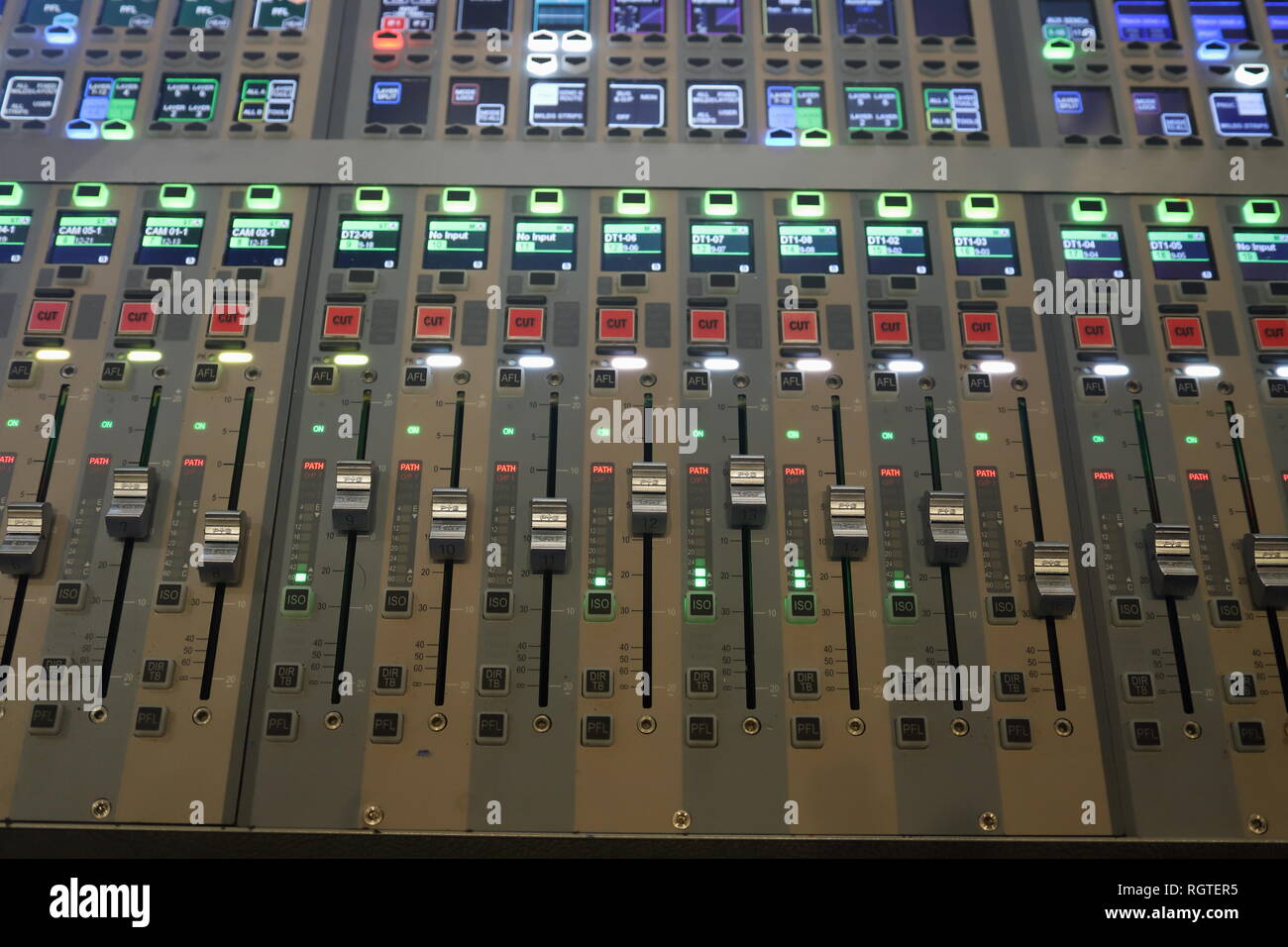 Digital Audio broadcast audio Console di miscelazione Foto Stock