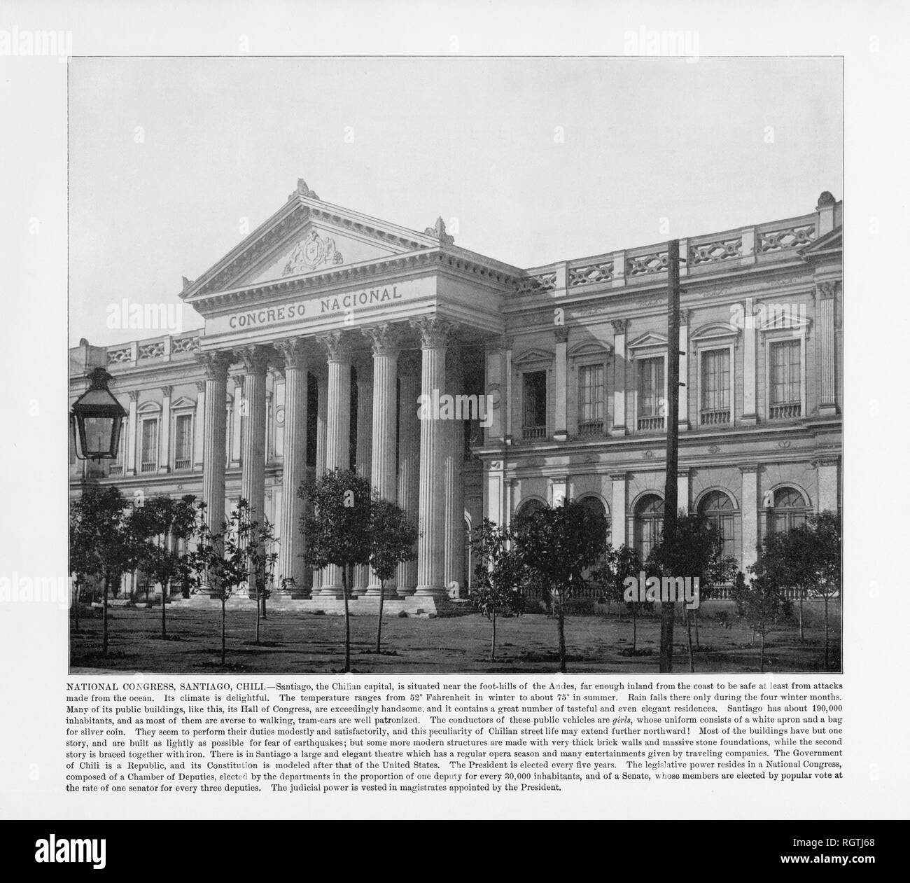 Congresso nazionale, Santiago del Cile, antichi Cile Nuova fotografia, 1893 Foto Stock