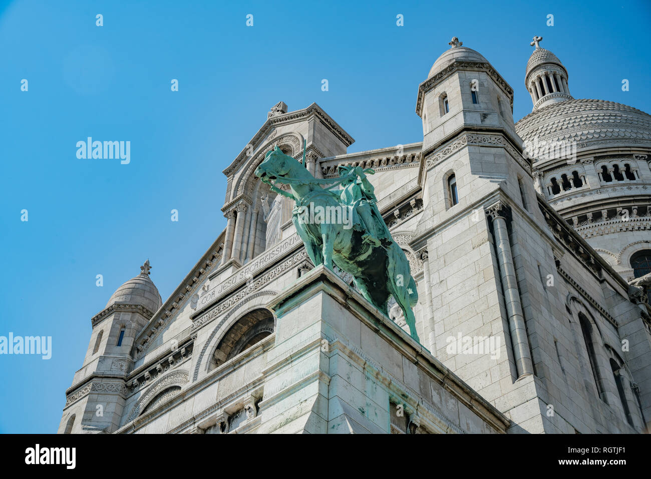 Pomeriggio Vista esterna della Basilica del Sacro Cuore di Parigi, Francia Foto Stock