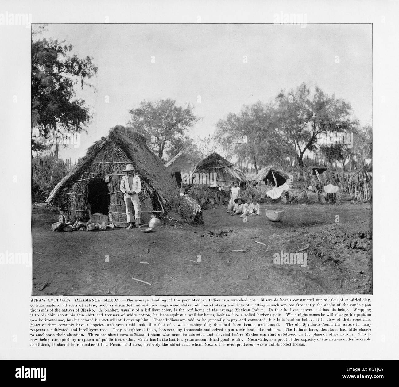 Cottage in paglia, Salamanca, Messico, antichi fotografia messicana, 1893 Foto Stock