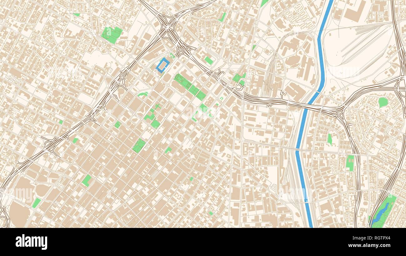 Mappa stradale di Los Angeles, California. Questo classico mappa colorata di Los Angeles contiene varie forme per autostrade, più grandi e più piccoli vicoli, acqua Illustrazione Vettoriale