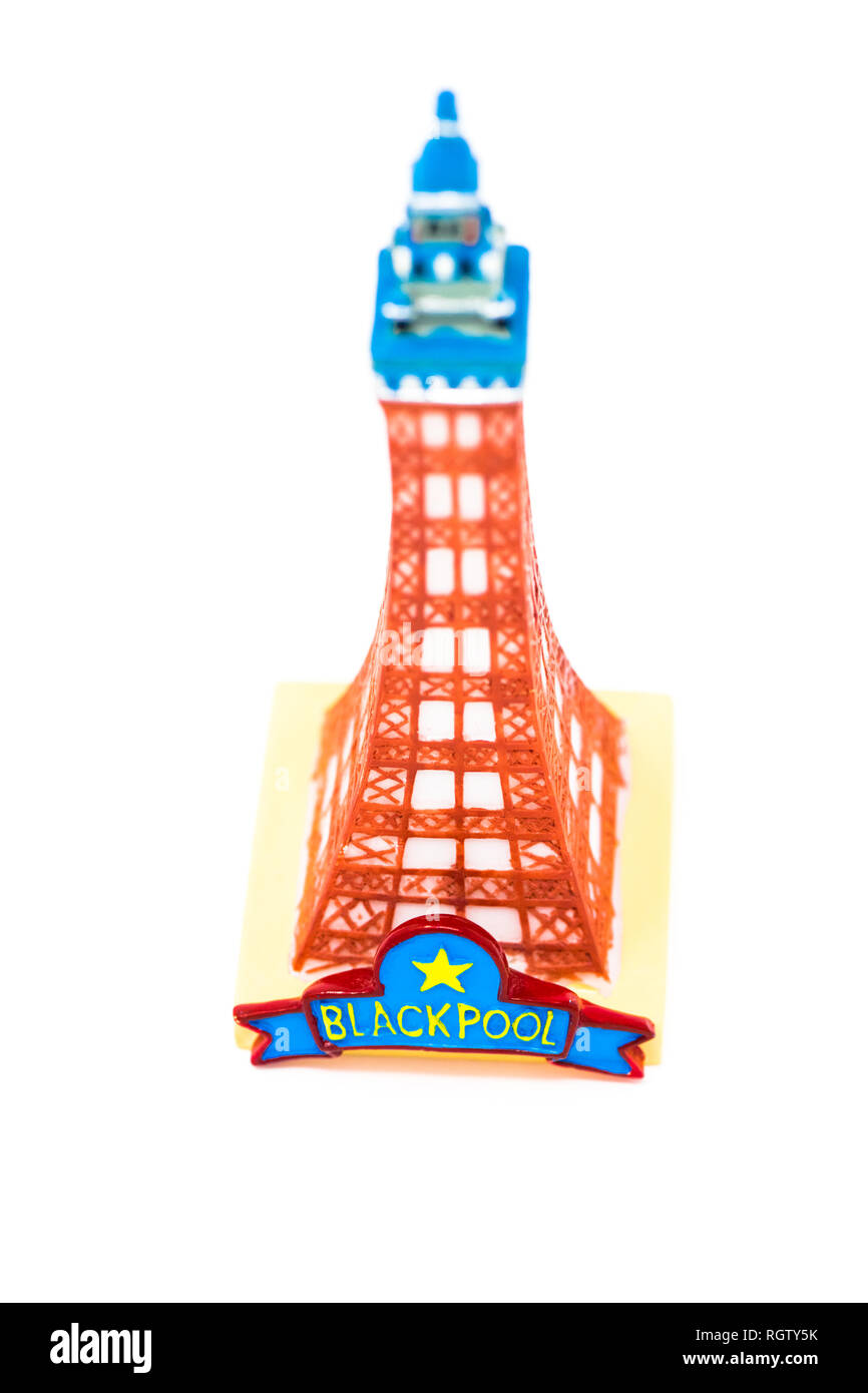 In plastica di piccole dimensioni souverir turistiche di Blackpool Tower. Foto Stock