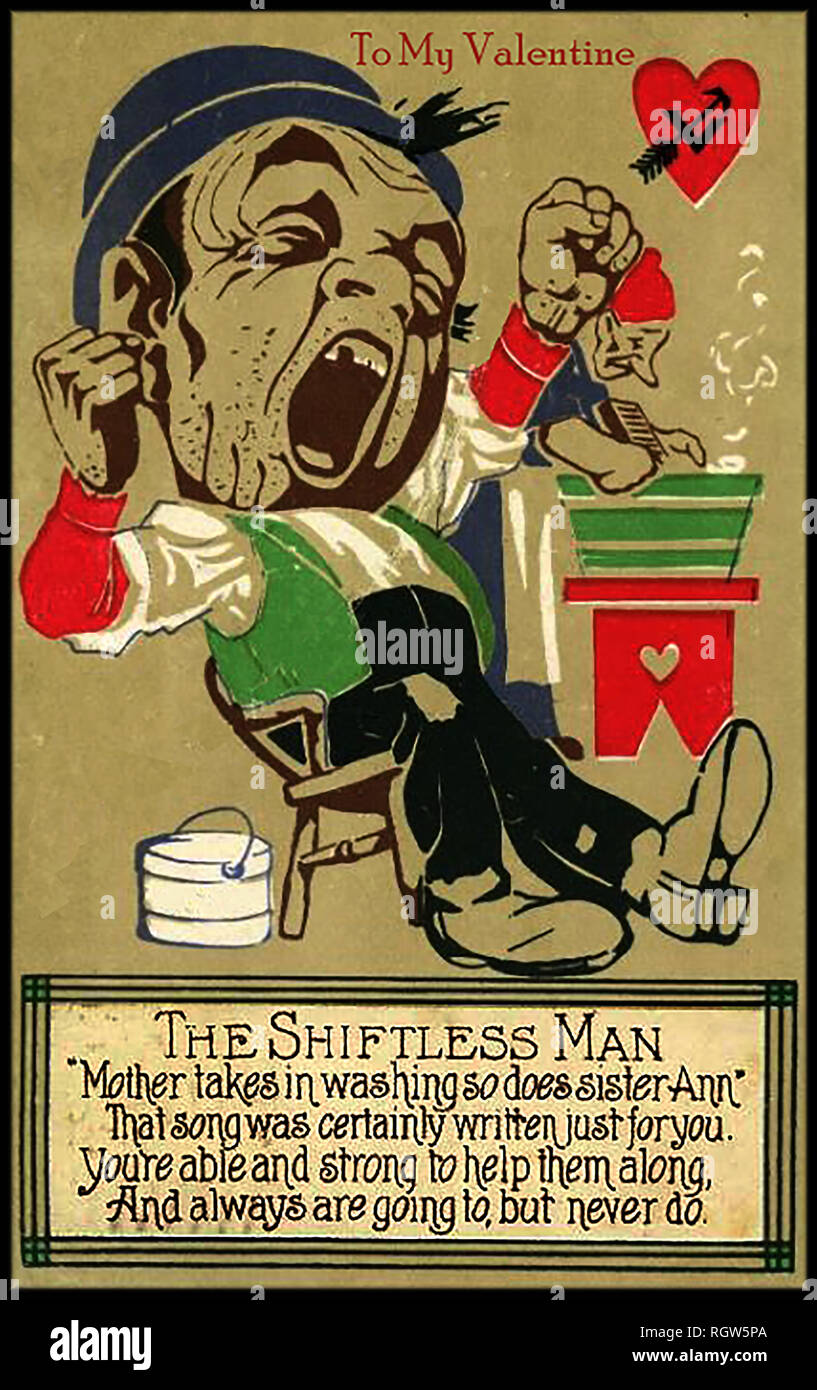 L'uomo SHIFTLESS -da un insolito vintage valentine card Foto Stock