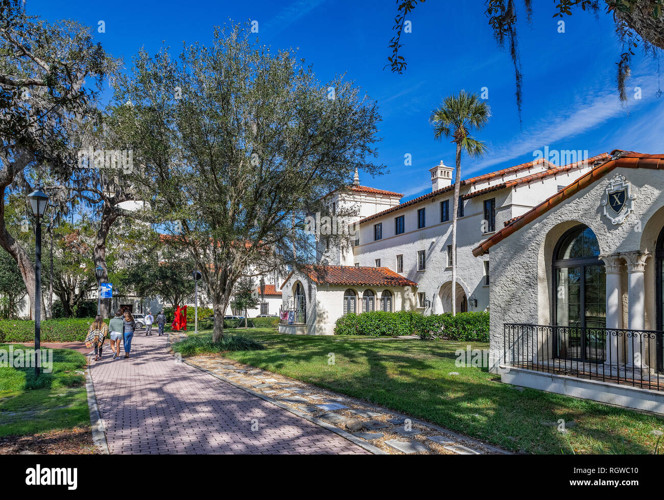Il pittoresco Rollins college campus, Winter Park, Florida, Stati Uniti d'America. Foto Stock