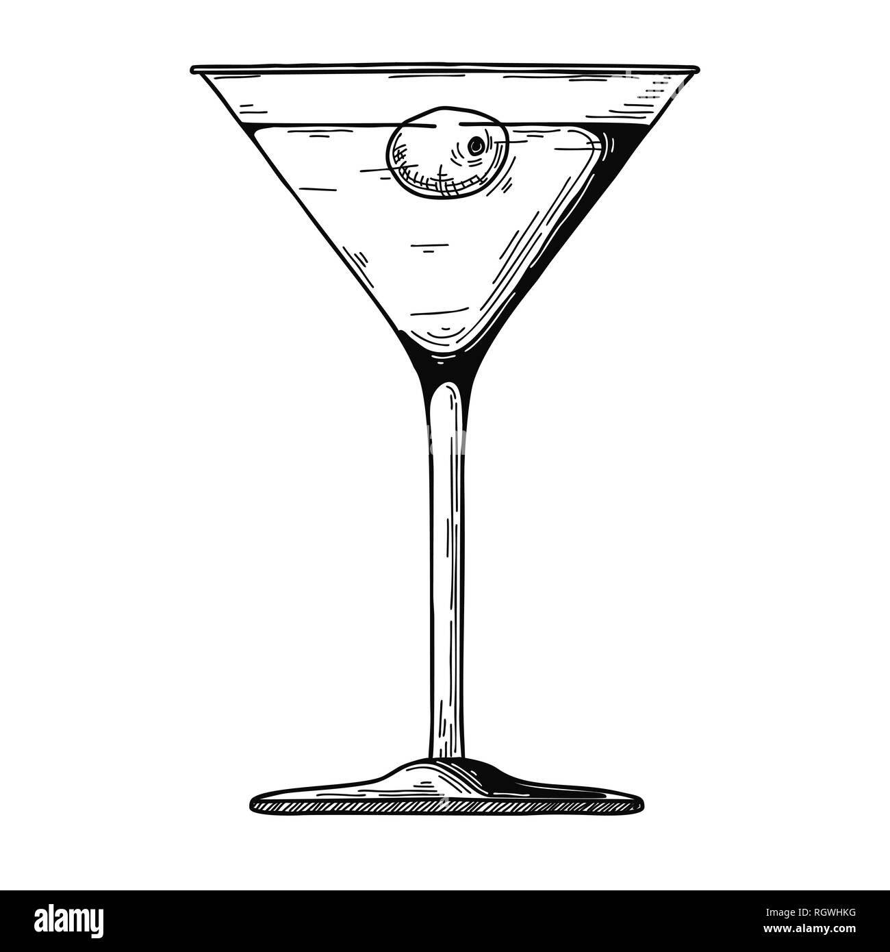 Coppetta Martini con oliva. Illustrazione Vettoriale nel disegno stile  Immagine e Vettoriale - Alamy