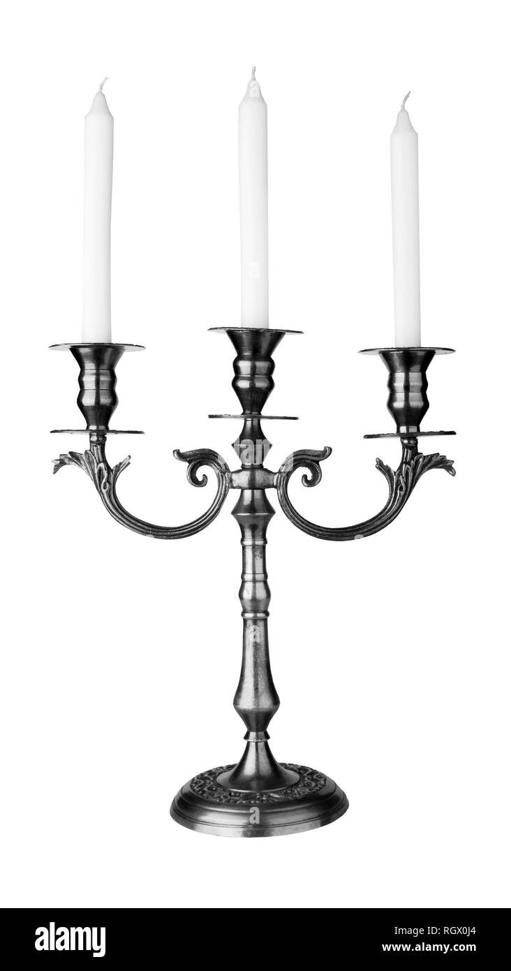 In vecchio stile barocco candelabro elegante isolato su sfondo bianco Foto Stock