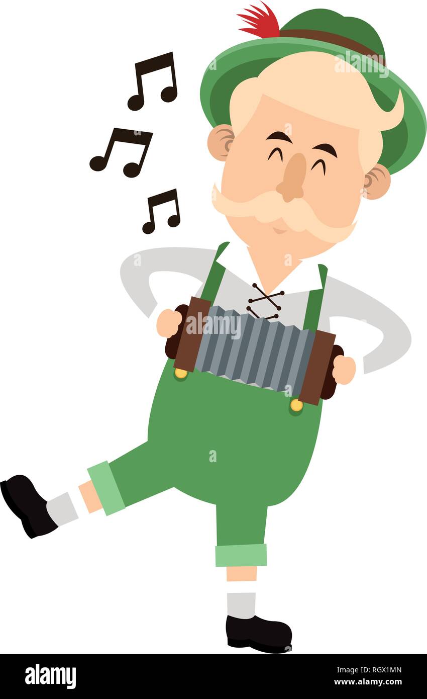 Uomo bavarese oktoberfest cartoni animati Illustrazione Vettoriale