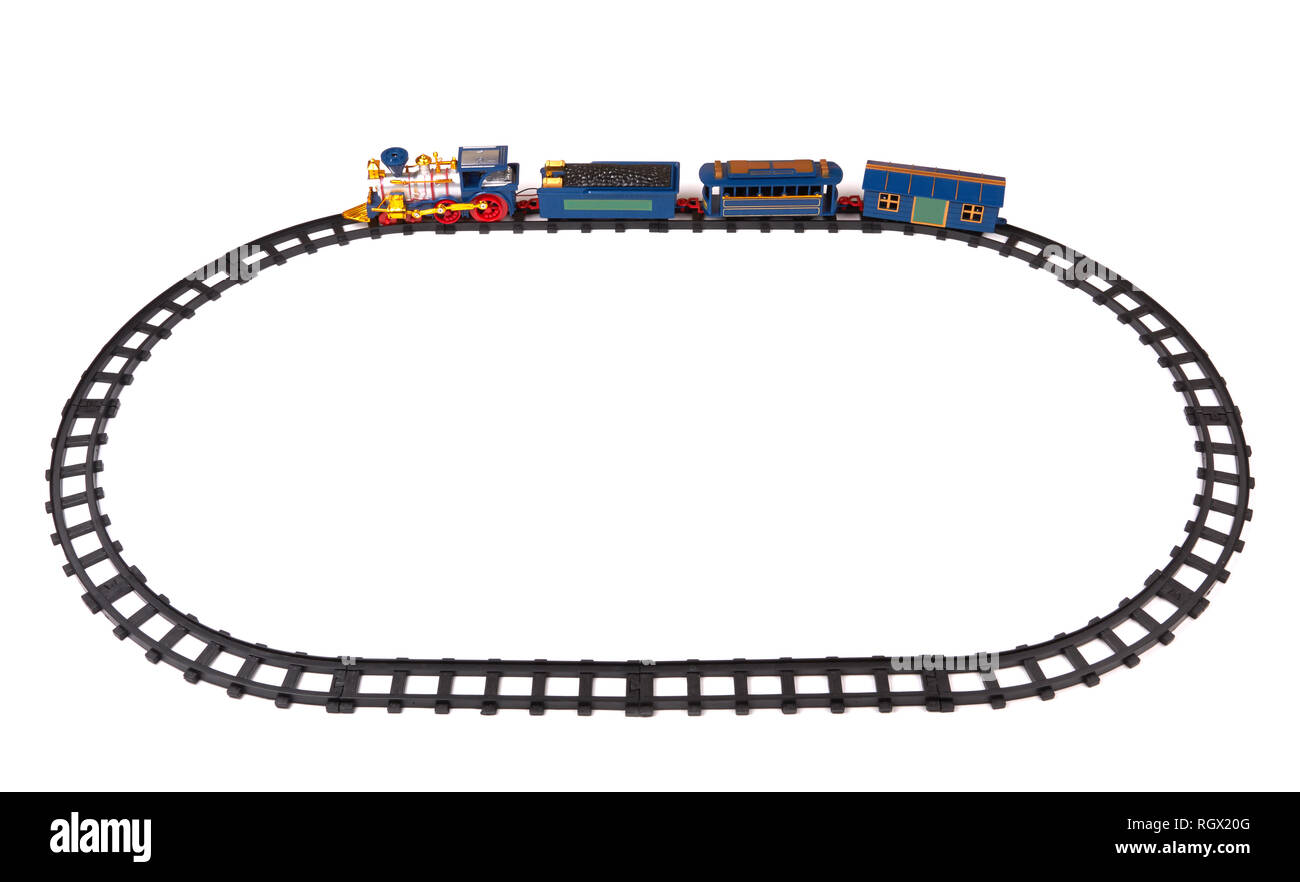 Toy Train isolato su uno sfondo bianco Foto Stock