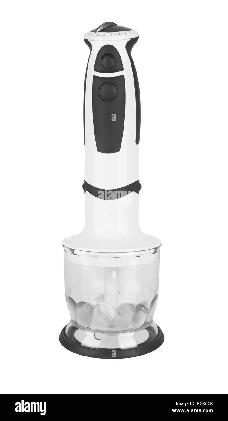Electric frullatore a immersione su sfondo bianco Foto Stock